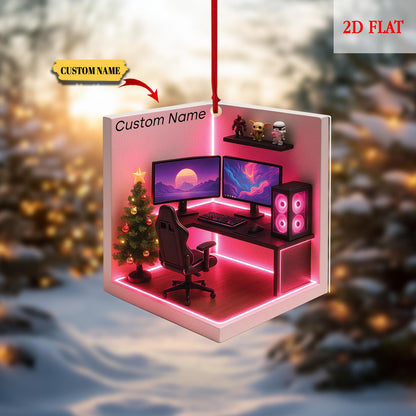 Personalized Dreamy Gaming Room 2D Flat Acrylic Ornament, Gaming Ornament, Video Game Ornament, Gamer Gift, Gamming Room Ornament
