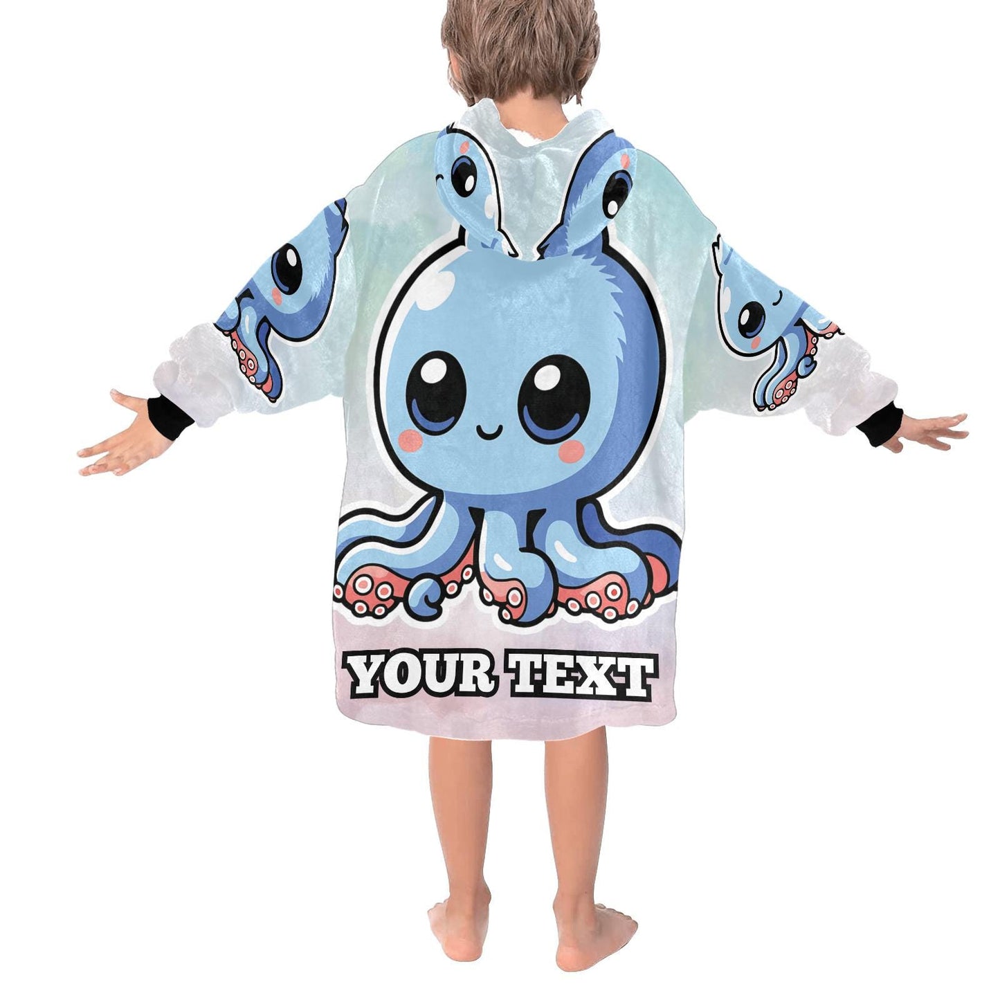Bluberrinni Octopussini Kids Hoodie Blanket Hooded Blankets Brainrot Personalized Gift Brainrots
