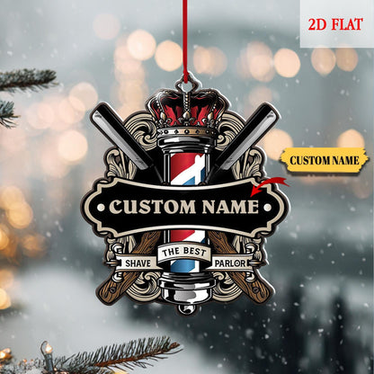 Personalized Hair cut bur bar logo Template Ornament, Blessed Are The Hairstylists Custom Ornament, Hair Dressers Ornament, Barber Shop