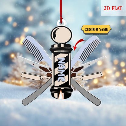 Personalized Name Hair Stylist Tool Christmas Ornament, Gift For Hairdresser Barber, Blessed Are The Hairstylists Custom Ornament
