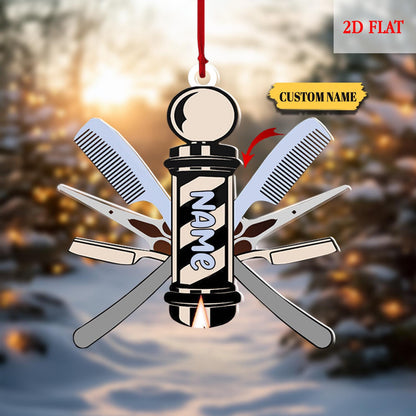 Personalized Name Hair Stylist Tool Christmas Ornament, Gift For Hairdresser Barber, Blessed Are The Hairstylists Custom Ornament