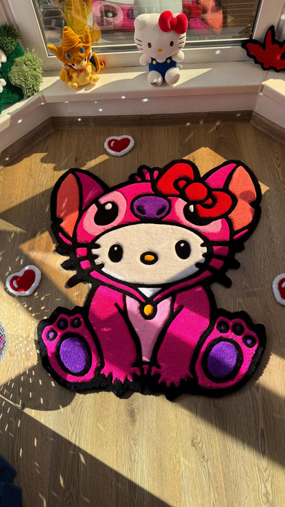 Stitch in Pajamas Rug – Custom Tufted Fluffy Carpet, Handmade Rug, Cute Bedroom Decor, Kawaii Anime Gift for Fans or Kids