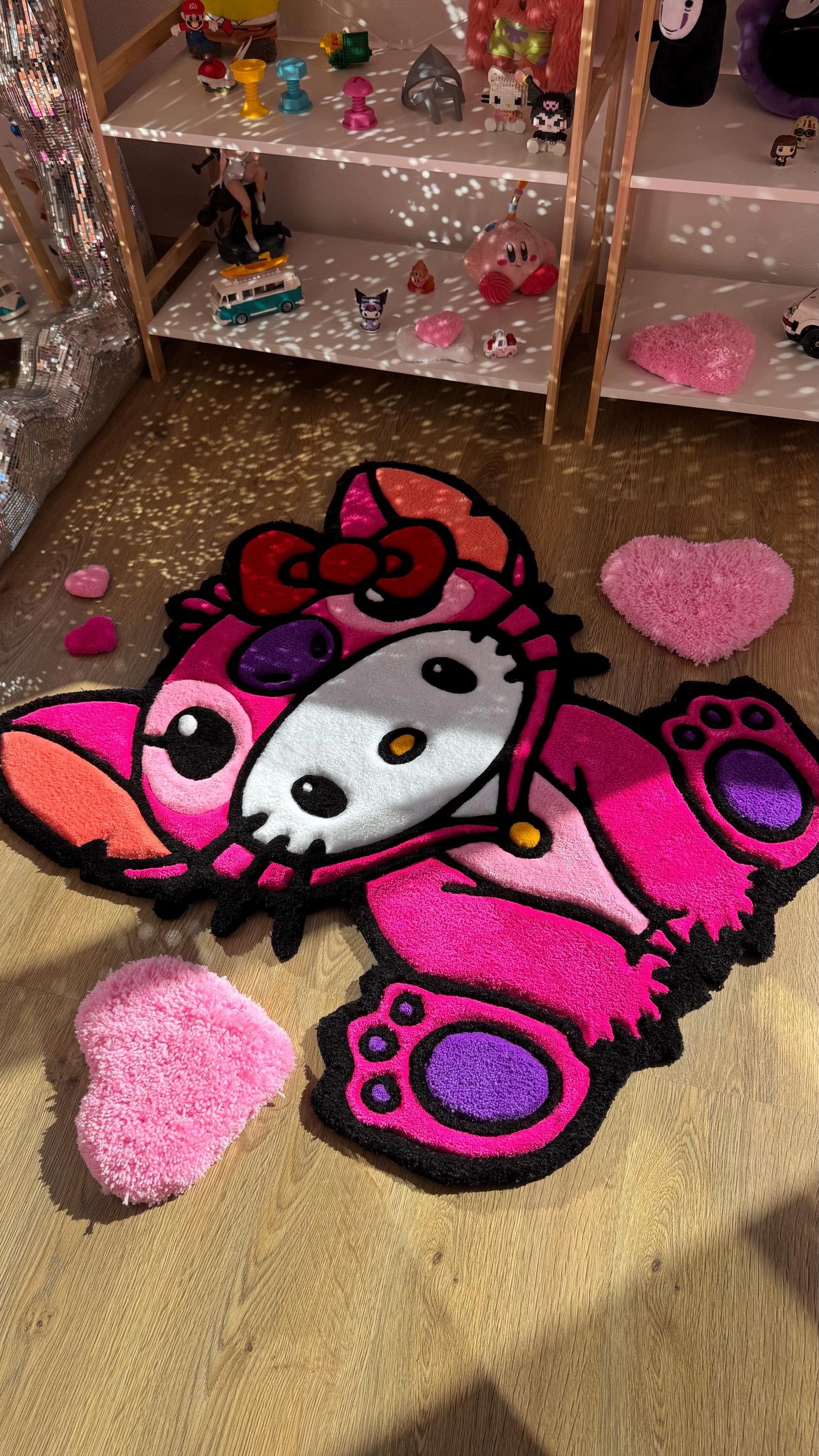 Stitch in Pajamas Rug – Custom Tufted Fluffy Carpet, Handmade Rug, Cute Bedroom Decor, Kawaii Anime Gift for Fans or Kids