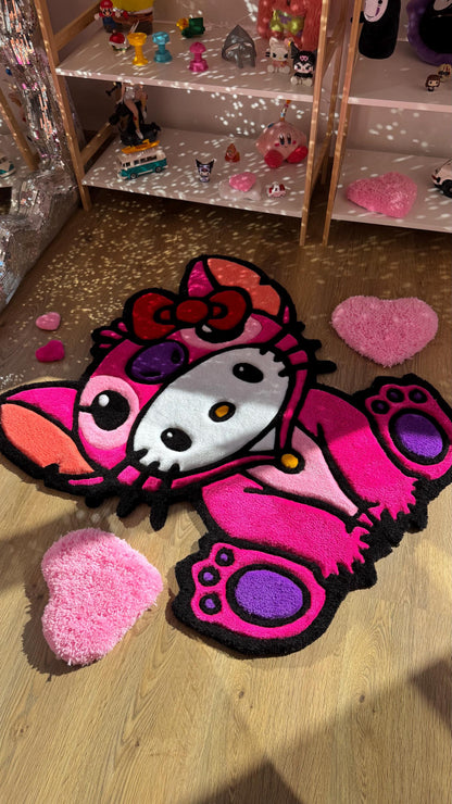 Stitch in Pajamas Rug – Custom Tufted Fluffy Carpet, Handmade Rug, Cute Bedroom Decor, Kawaii Anime Gift for Fans or Kids