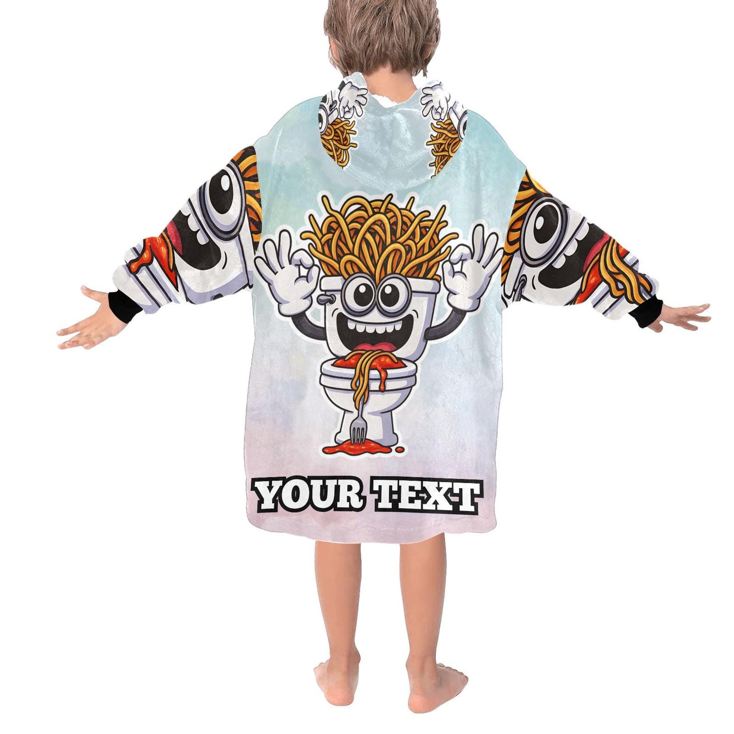 Spaghetti Tualetti Kids Hoodie Blanket Hooded Blankets Brainrot Personalized Gift Brainrots