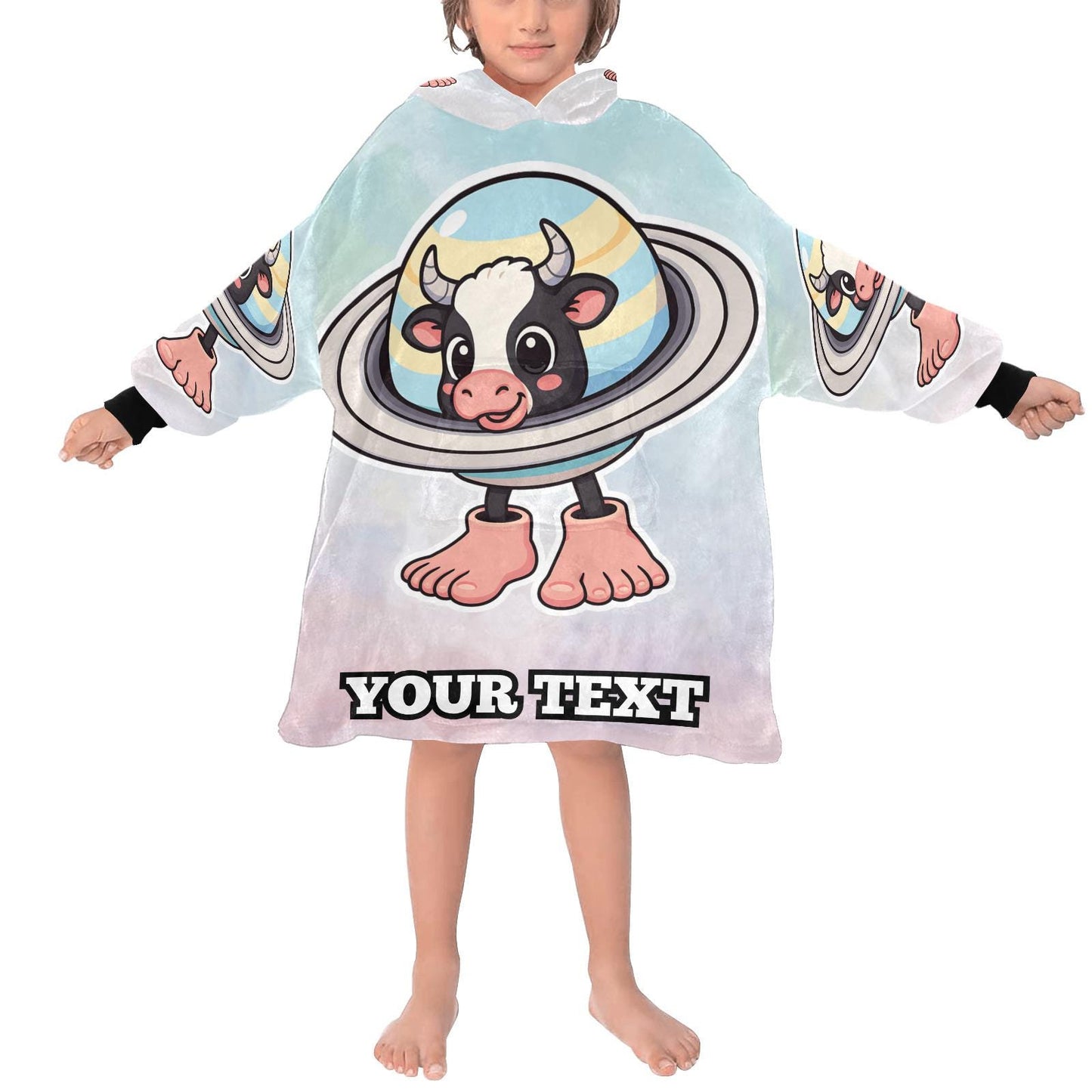 La Vaca Saturno Saturnita Kids Hoodie Blanket Hooded Blankets Brainrot Personalized Gift