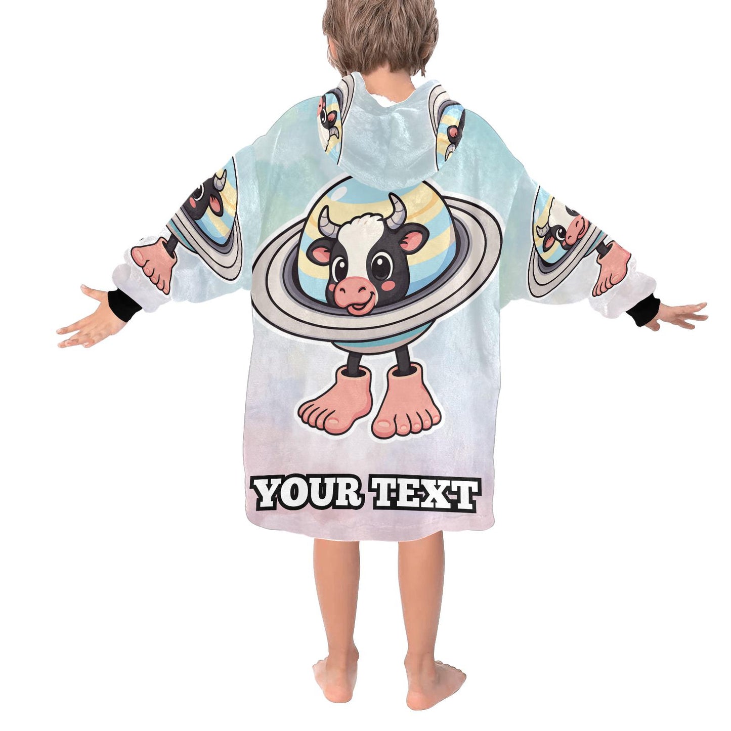 La Vaca Saturno Saturnita Kids Hoodie Blanket Hooded Blankets Brainrot Personalized Gift