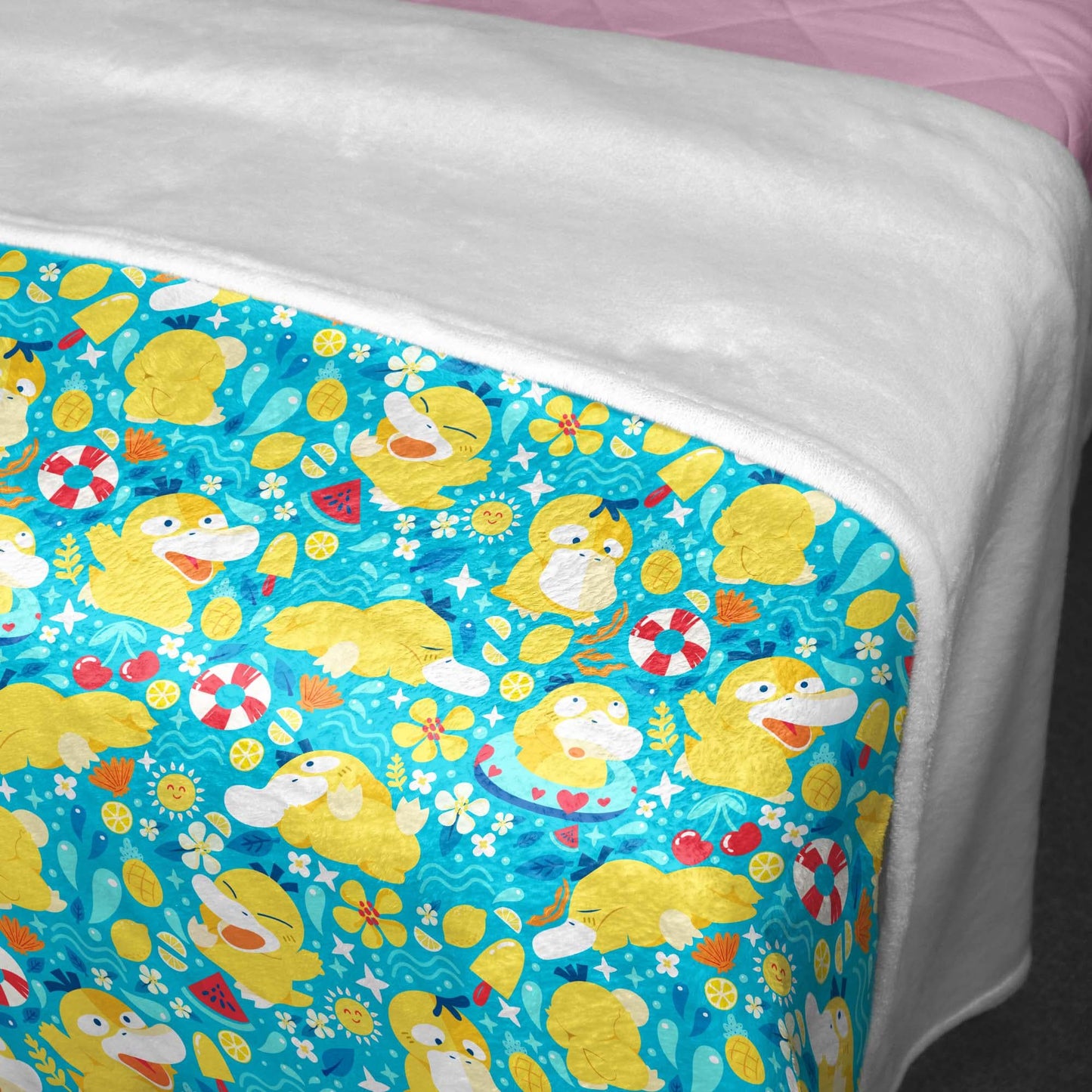 Psyduck Fleece Blanket, Cozy Throw Blanket for Bedroom and Living Room, Soft Cotton Family Blanket Gift, Psyduck Blanket Gifts