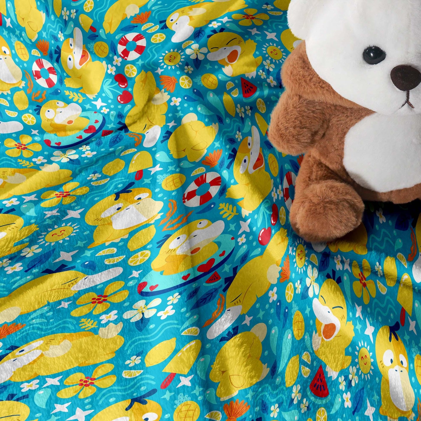 Psyduck Fleece Blanket, Cozy Throw Blanket for Bedroom and Living Room, Soft Cotton Family Blanket Gift, Psyduck Blanket Gifts