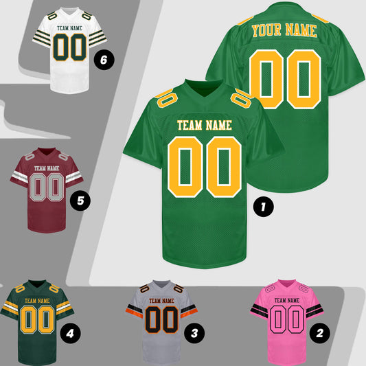 Customized Green Yellow Football Jersey Men Women Youth Kid, Football Shirt Printed Name Number and Logo, Practice Football Sports Uniform