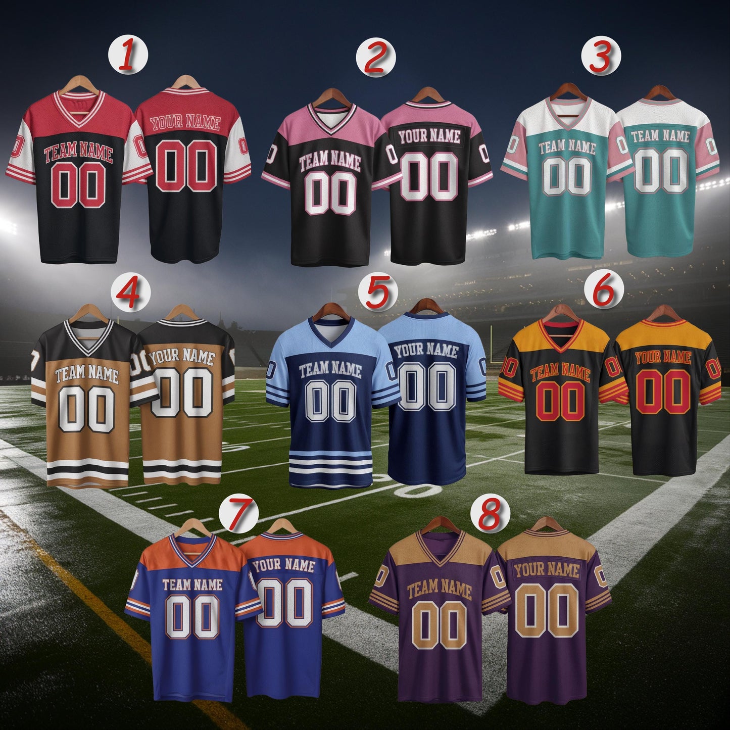 Custom Name & Number Football Jersey, Personalized Team Uniform, Football Shirts, Football Season Jersey, Game Day Outfit, Football Jersey