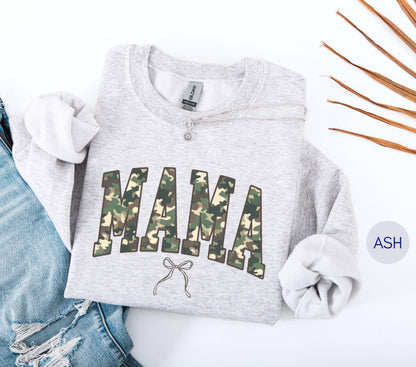 Camo Mama Sweatshirt, Fall Hunting Sweatshirt, hunting season shirt, deer hunting season, duck hunting shirt, Military Style Mama Sweater