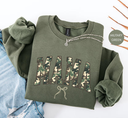 Camo Mama Sweatshirt, Fall Hunting Sweatshirt, hunting season shirt, deer hunting season, duck hunting shirt, Military Style Mama Sweater