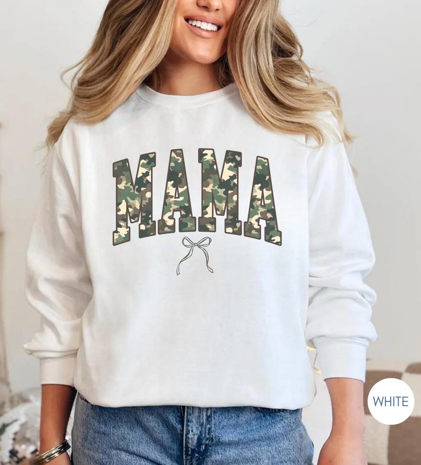 Camo Mama Sweatshirt, Fall Hunting Sweatshirt, hunting season shirt, deer hunting season, duck hunting shirt, Military Style Mama Sweater