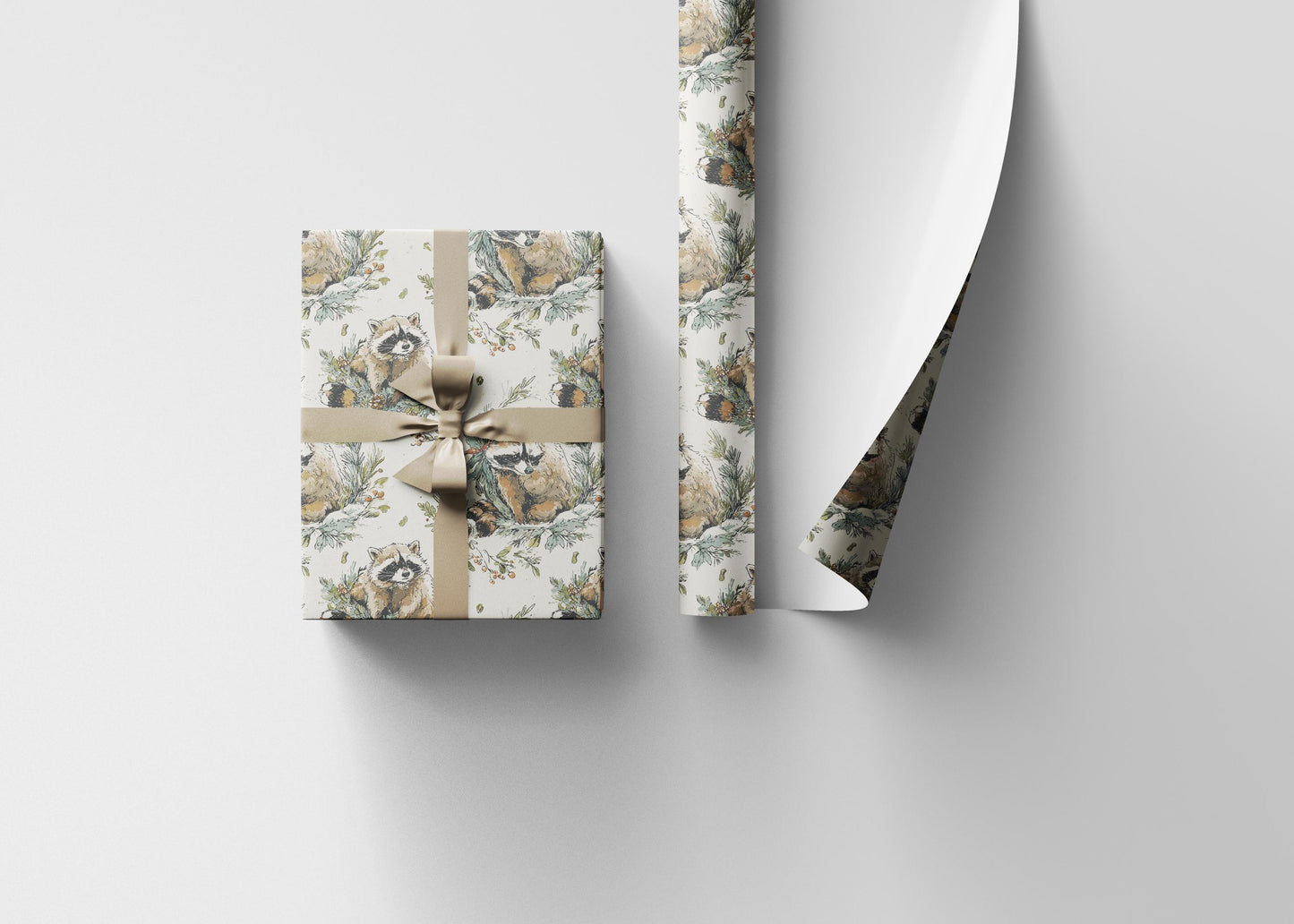 Racoon Wrapping Paper Baby Shower Gift Wrap with Cute Forest Animals Woodland Party Theme Present Packaging Paper #10