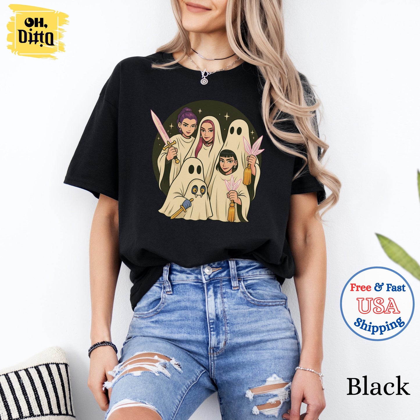 Huntrix Spooky Seoson Hoodie, Girly Ghost Hunters Demon Derpy the Tiger Sweatshirt, Huntrix Fan Tee, Halloween Gift