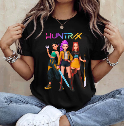 Huntrix T Shirt, Demon Hunters Shirt, Huntrix Girls T Shirt, Mira Rumi Joey Shirt, Demon Hunter Kids Shirt, Gift For Kpop Fan, Kpop Movie