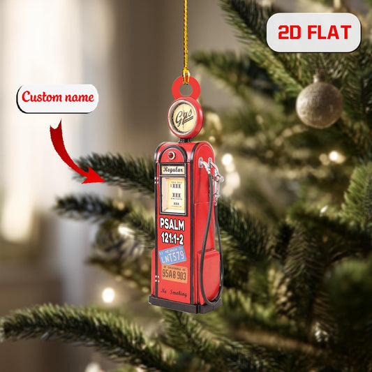 Personalized Gas Pump Ornament, Custom Name Vintage Fuel Pump Christmas Ornament, Retro Garage Holiday Decor, Car Lover Xmas Gift