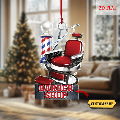Personalized Barber Chair, Cut Christmas Ornament, Blessed Are The Hairstylists Custom Ornament, Gift For Hairdresser Barber, Barber Shop