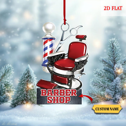 Personalized Barber Chair, Cut Christmas Ornament, Blessed Are The Hairstylists Custom Ornament, Gift For Hairdresser Barber, Barber Shop