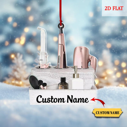 Personalized Hairstylist Ornament, Hairslylist Tool Set Ornament, 2D Flat Hairdresser Barber Acrylic Ornament 2025, Hairslylist Tool Set