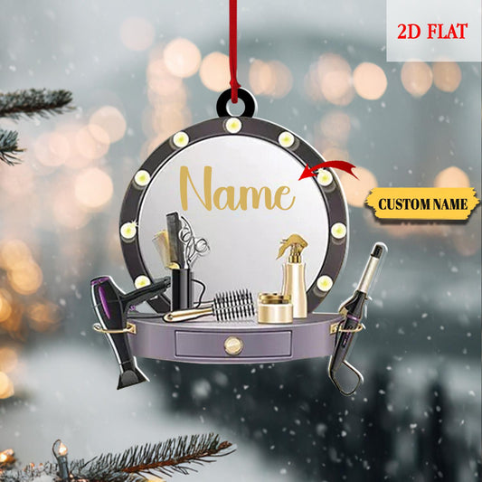 Personalized Name Hairstylist Ornament, Hairslylist Tool Set Ornament, 2D Flat Hairdresser Barber Acrylic Ornament , Hairslylist Tool Set