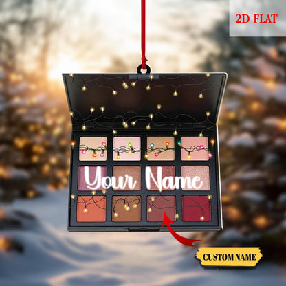 Custom Name Makeup Box Shape Acrylic 2D Flat Ornament, Girl Makeup Artist Christmas Ornament, Makeup Set Christmas Tree Decor, Makeup Gift