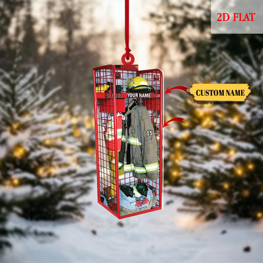 Custom Firefighter Ornament, Firefighter Uniform Wood Ornament, Birthday Gift for Dad Papa, Firefighter Gear Keepsake, Fireman Ornament