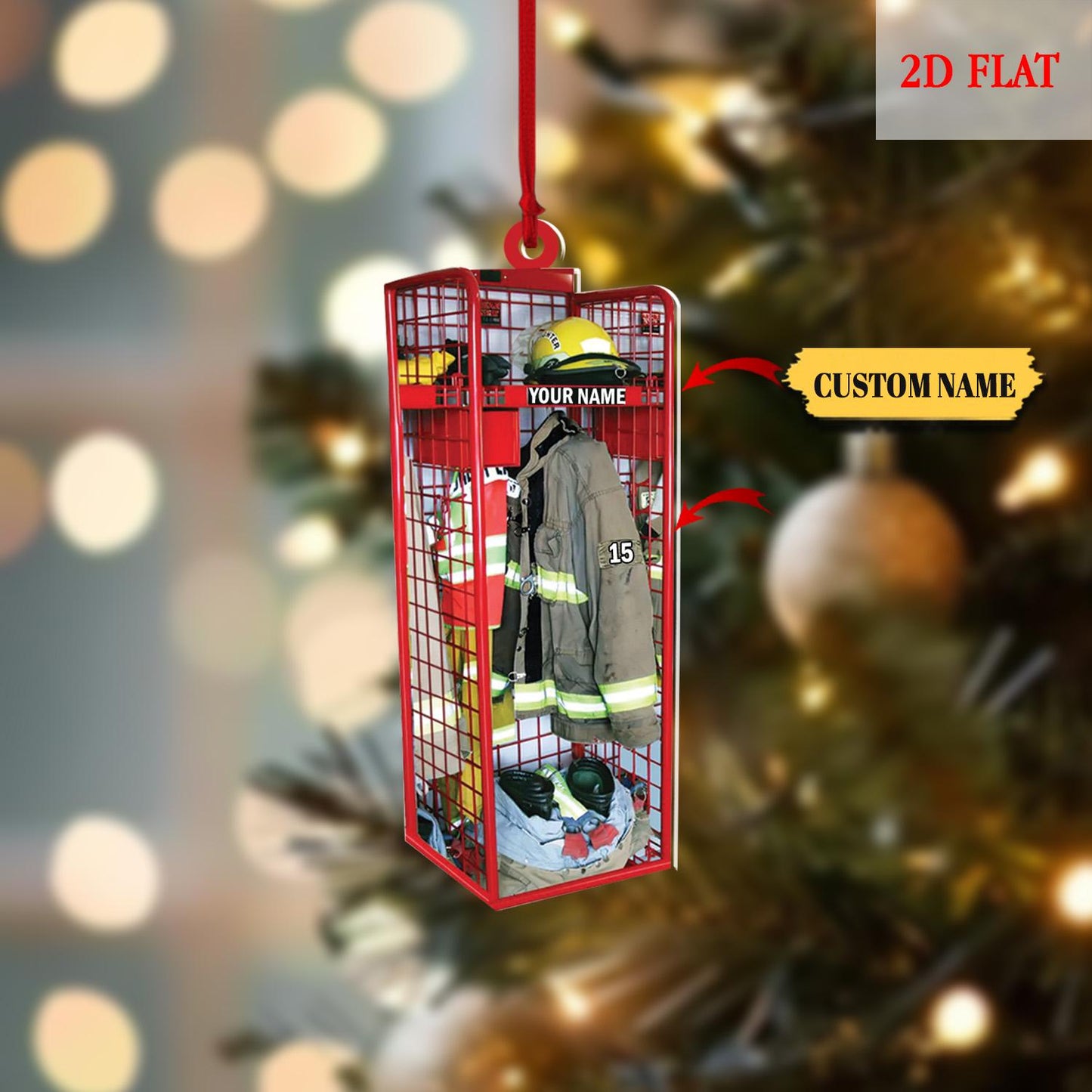 Custom Firefighter Ornament, Firefighter Uniform Wood Ornament, Birthday Gift for Dad Papa, Firefighter Gear Keepsake, Fireman Ornament