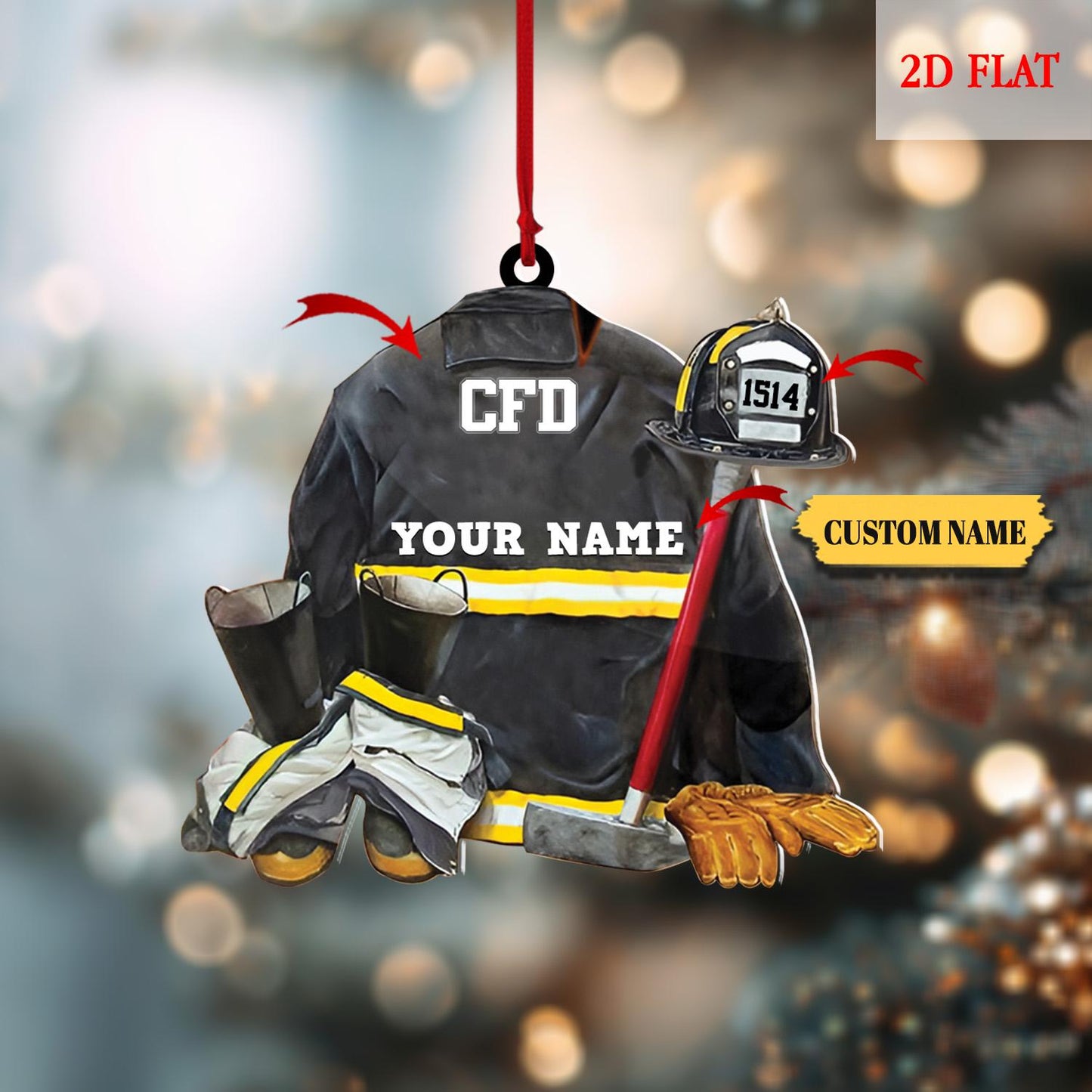 Personalized Firefighter Ornament, Acrylic Fire Hero Uniform, Firefighter Christmas Gift, Firefighter Gear Keepsake, Fireman Ornament