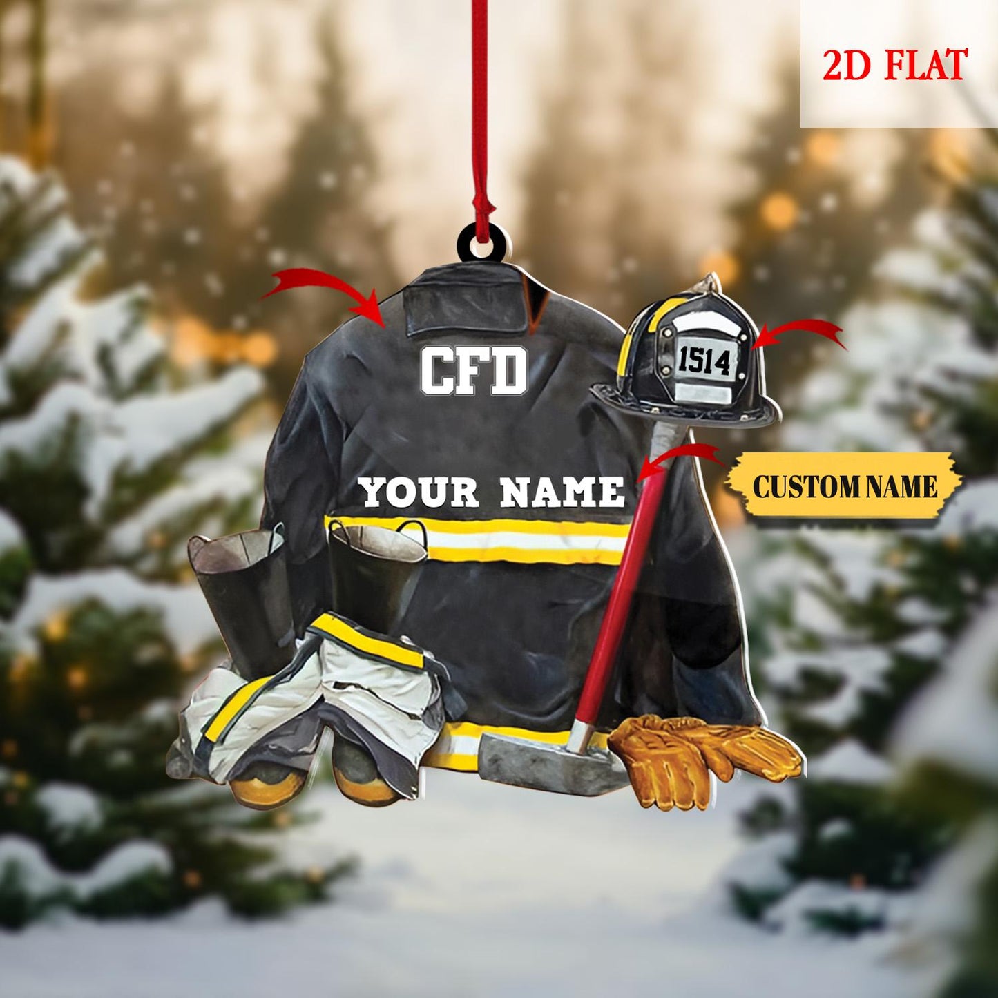 Personalized Firefighter Ornament, Acrylic Fire Hero Uniform, Firefighter Christmas Gift, Firefighter Gear Keepsake, Fireman Ornament