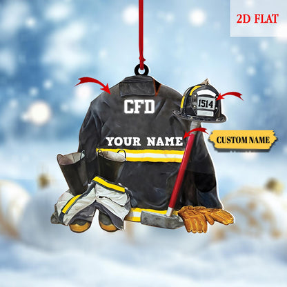 Personalized Firefighter Ornament, Acrylic Fire Hero Uniform, Firefighter Christmas Gift, Firefighter Gear Keepsake, Fireman Ornament