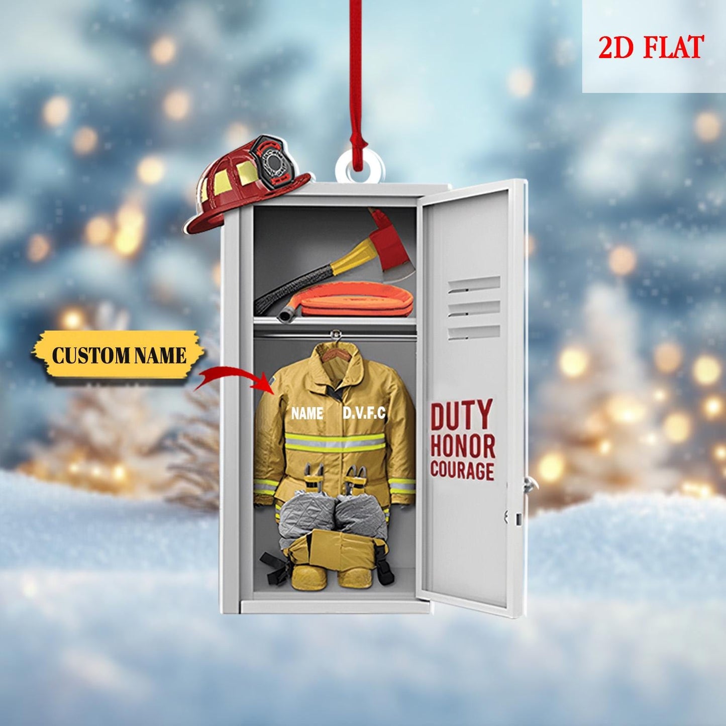 Custom Firefighter Uniform Cabinet Ornament, Firefighter Uniform Wood Ornament, Birthday Gift, Firefighter Gear Keepsake, Fireman Ornament