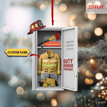 Custom Firefighter Uniform Cabinet Ornament, Firefighter Uniform Wood Ornament, Birthday Gift, Firefighter Gear Keepsake, Fireman Ornament