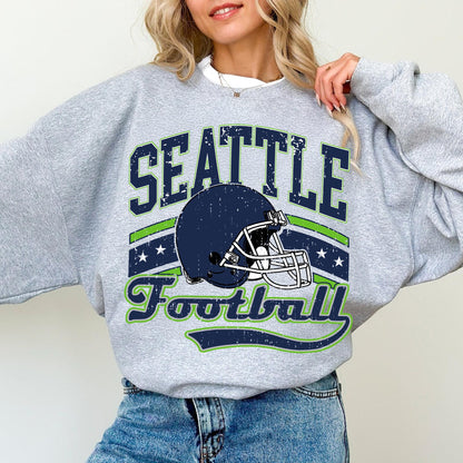 Retro 90s Style Seattle Football Sweatshirt, Game Day Shirt, Seattle Team Football Shirt, Sunday Seattle, Seattle Football