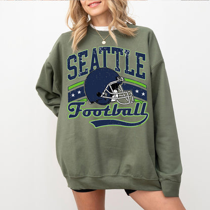 Retro 90s Style Seattle Football Sweatshirt, Game Day Shirt, Seattle Team Football Shirt, Sunday Seattle, Seattle Football