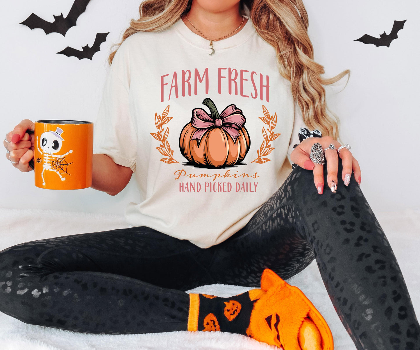 Farm Fresh Pumpkins Shirt, Coquette Bow Pumpkin Shirt, Pumpkins Hand Picked Daily Gift, Pumpkin Thanksgiving Sweatshirt, Fall Holiday Hoodie