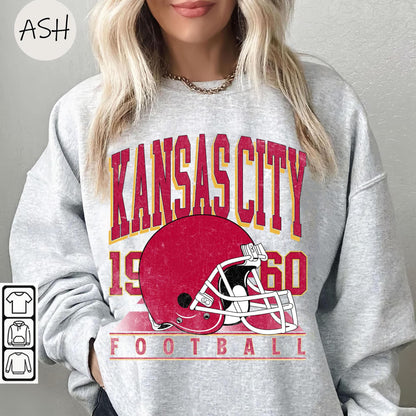 Vintage Kansas City Football 90s Style Shirt, Kansas City Football Crewneck Sweatshirt, Football Shirt, Kansas City Fan Gifts