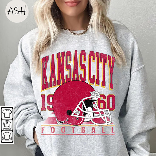 Vintage Kansas City Football 90s Style Shirt, Kansas City Football Crewneck Sweatshirt, Football Shirt, Kansas City Fan Gifts