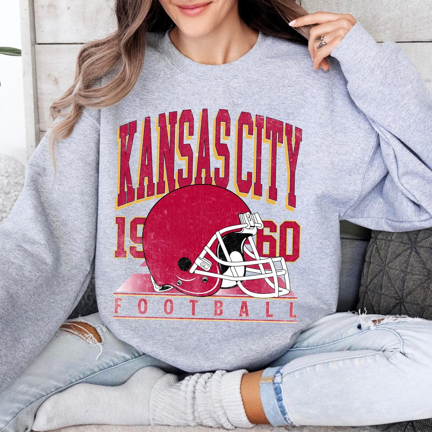 Vintage Kansas City Football 90s Style Shirt, Kansas City Football Crewneck Sweatshirt, Football Shirt, Kansas City Fan Gifts