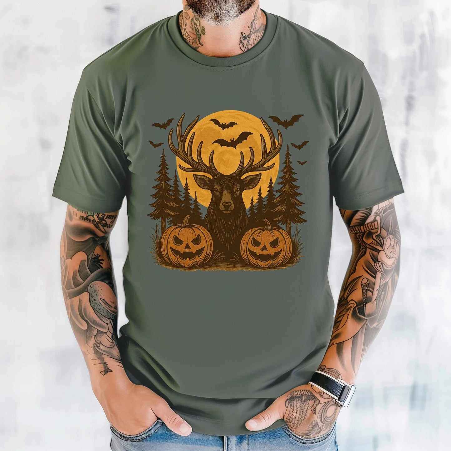 Spooky Elk Hunting Tee: Unisex Halloween Apparel