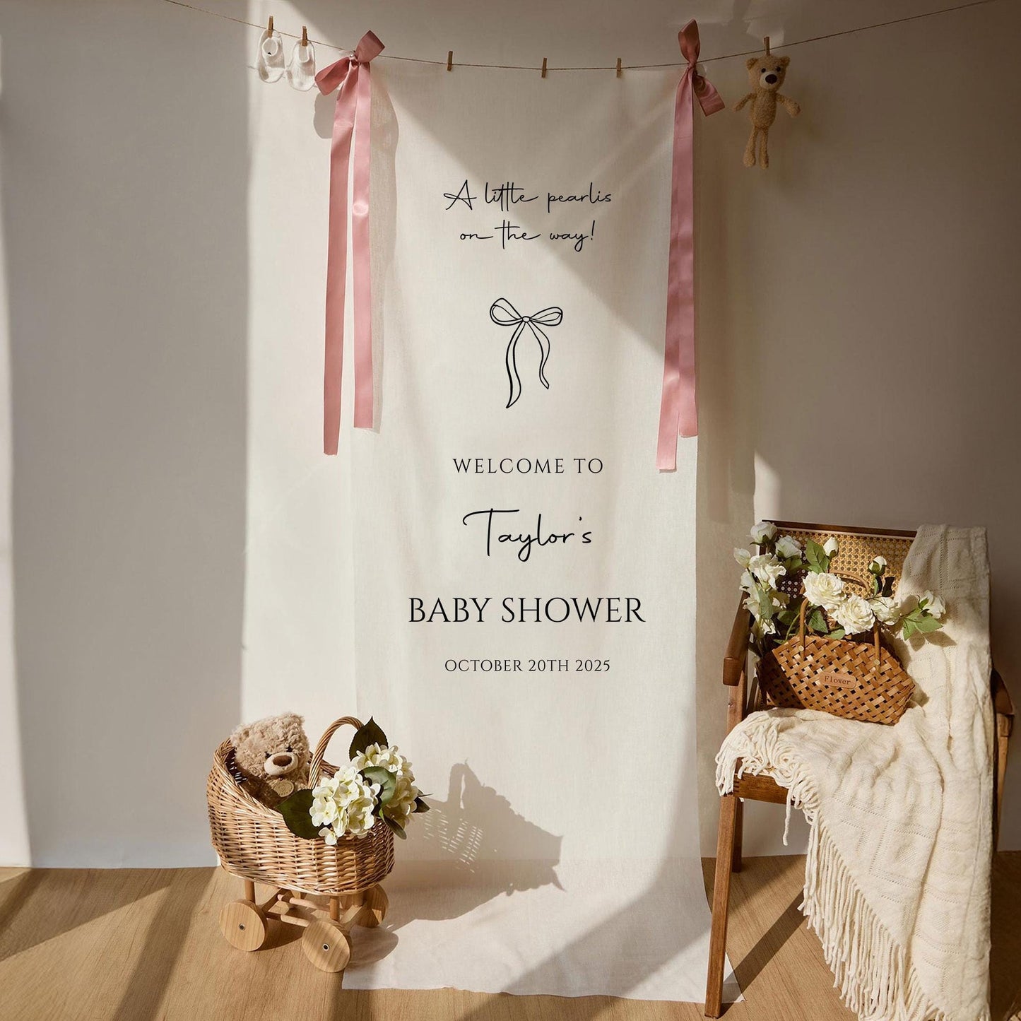 Personalized Fabric Baby Shower Banner, Custom Baby Shower Sign, Welcome Sign for Baby Shower, Custom Baby Shower Decor