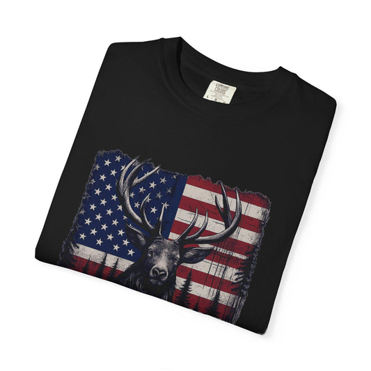 American Flag Elk Hunting Shirt: Comfort Colors Tee