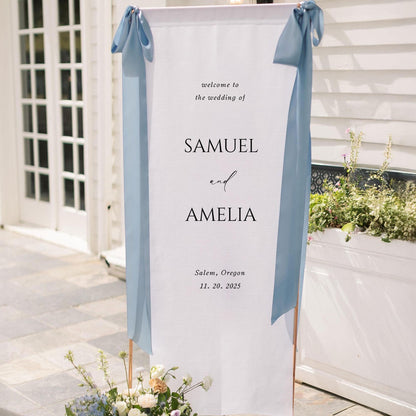 Custom Wedding Sign, Fabric Wedding Sign, Custom Welcome Sign, Wedding Banner, Wedding Decoration, Engagement Party Sign