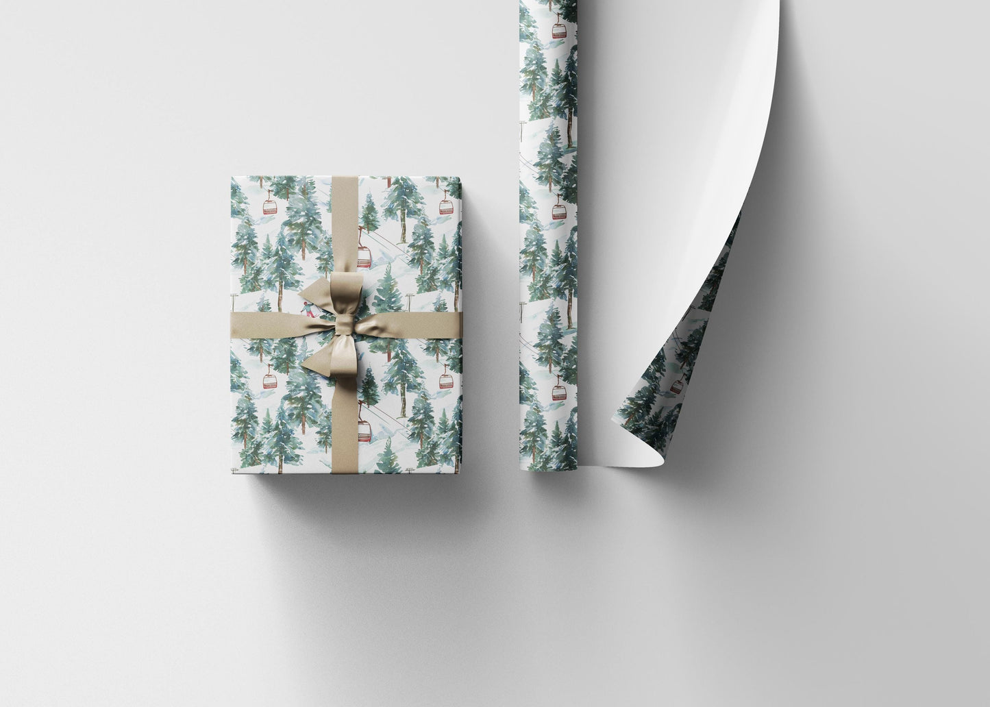 Ski Lover Wrapping Paper Mountain Landscape Gift Wrap for Snowboarders and Skiers Holiday Present Idea #24