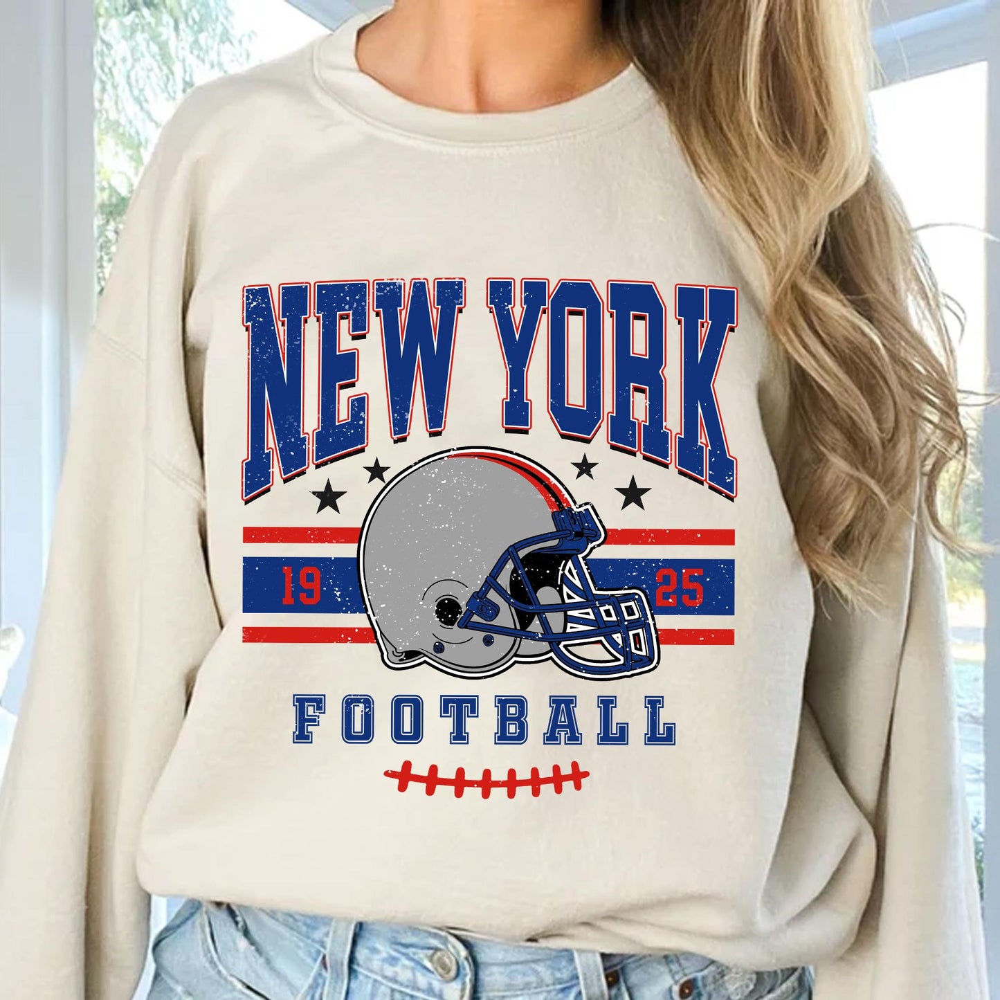 Retro 90s Style New York Football Sweatshirt, Game Day Shirt, New York Team Football Shirt, Sunday New York, New York Football