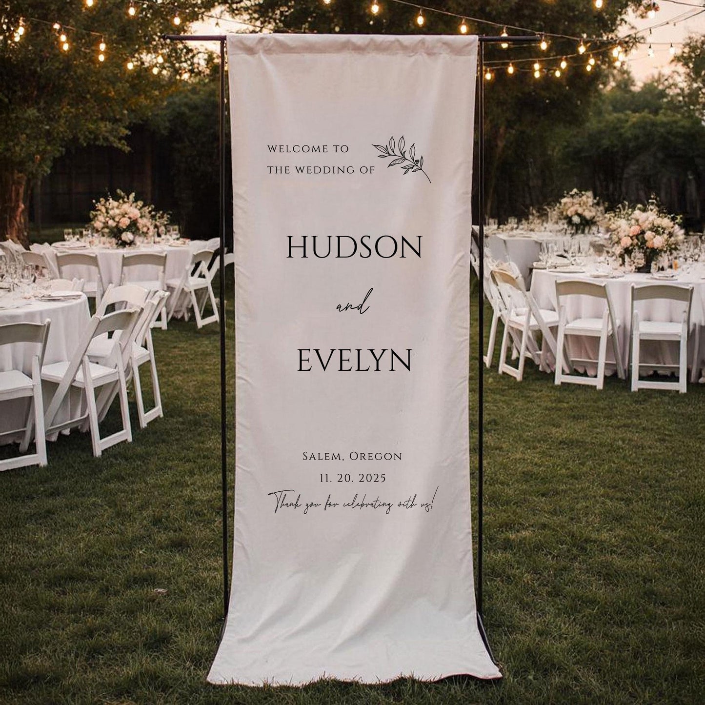 Custom Fabric Wedding Welcome Sign • Modern Linen Wedding Sign • Wedding Banner • Personalised Wedding Decor • Engagement Party Sign