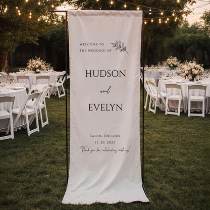 Custom Fabric Wedding Welcome Sign • Modern Linen Wedding Sign • Wedding Banner • Personalised Wedding Decor • Engagement Party Sign