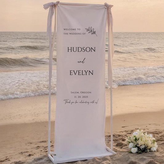 Custom Fabric Wedding Welcome Sign • Modern Linen Wedding Sign • Wedding Banner • Personalised Wedding Decor • Engagement Party Sign