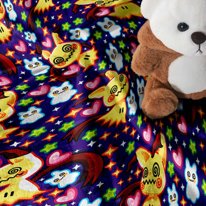 Mimikyu Fleece Blanket, Cozy Throw Blanket for Bedroom and Living Room, Home Decor Family Blanket, Mimikyu Blanket Gifts